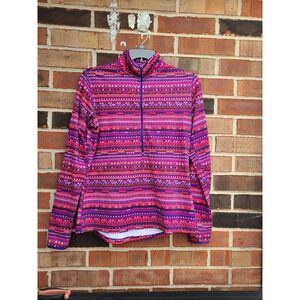 Womens XL Quarter Zip Pullover Long Sleeve Geometric Print Activewear Top
